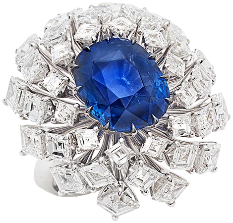 Anello Busatti Milano con zaffiro blu e diamanti