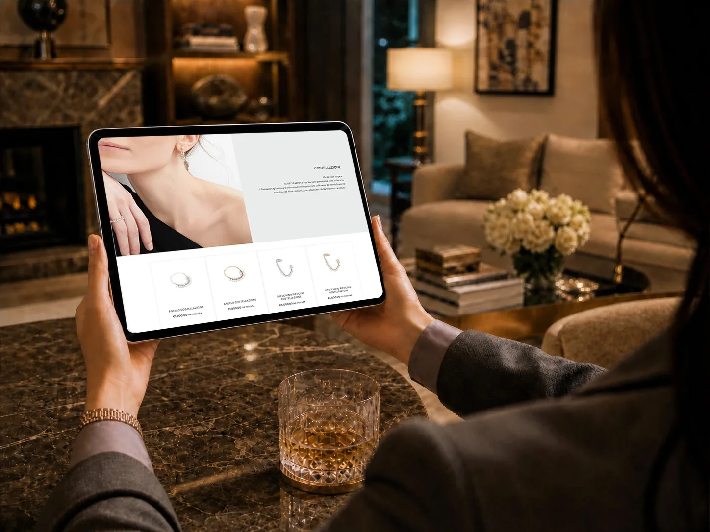 La collezione Costellazione sul sito Busatti Milano consultata su tablet