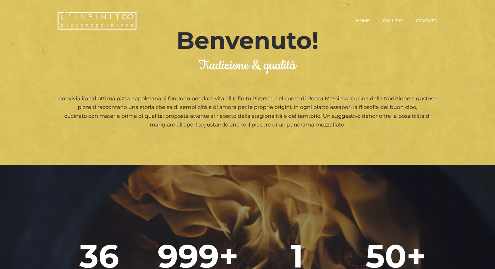 Home page del sito L'Infinito pizza napoletana